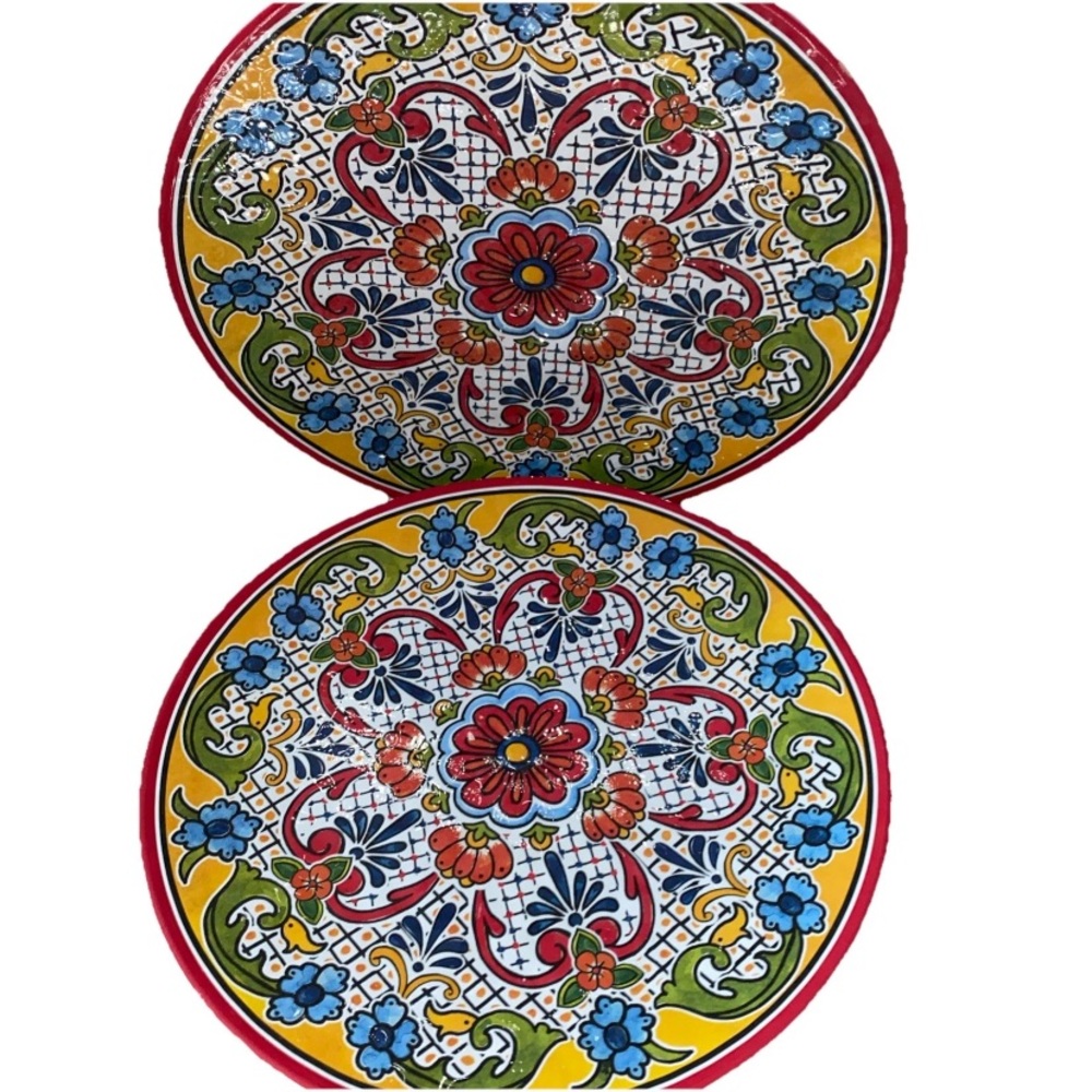 Mulino New York 10” Dinner Plate melamine  Set‎ (2) Colorful Floral Spanish